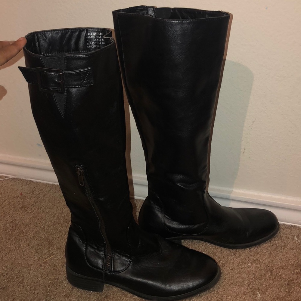 Black leather boots